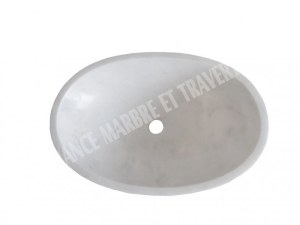 Marbre Blanc Afyon Vasque Modèle Ovale 50x40 cm