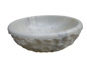 Marbre Blanc Vasque Modèle Bol Eclaté