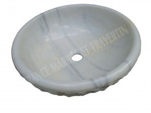 Marbre Blanc Vasque Modèle Bol Eclaté