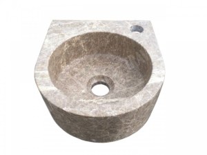 Marbre Emperador Vasque Lave Main Petit Angle 26x28 cm