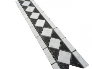 Marbre Frise Blanc - Noir 28,5x12 cm