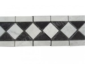 Marbre Frise Blanc - Noir 28,5x12 cm