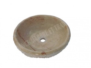 Marbre Marfil Beige Vasque Modèle Bol Eclaté