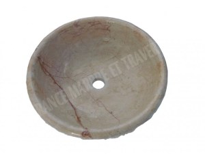 Marbre Marfil Beige Vasque Modèle Bol Eclaté