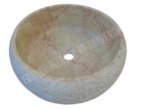Marbre Beige Marfil Rosalia Vasque Modèle Lentille Strie