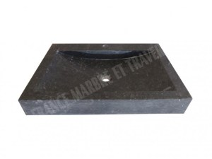 Marbre Noir Evier 70x50 cm Épaisseur : 10 cm Finition : Adouci & Mat Qualité : 1’er Choix