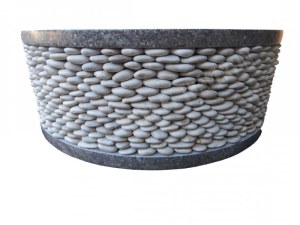 Marbre Rustique Vert Vasque Cylindre Galet