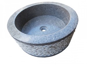 Marbre Rustique Vert Vasque Cylindre Galet