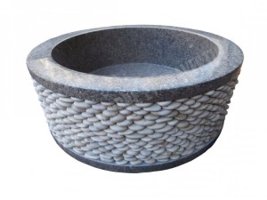 Marbre Rustique Vert Vasque Cylindre Galet