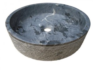 Marbre Gris Afyon Tiger Vasque Cylindre Plat Strié