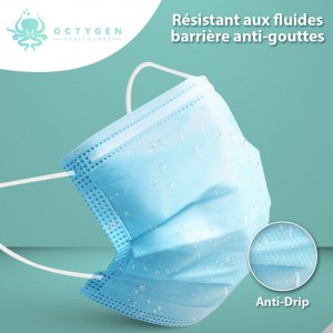 Octygen - Masque jetable 3 couches | Livraison rapide |Boite de 50 pcs/ Carton de 54 Bo...