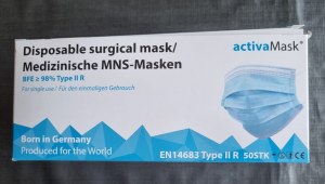 Masque chirurgical médical, type IIR EN14683, bleu, fabriqué en Allemagne