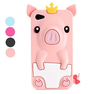 Etui de Protection Style Cochon, En Silicone, pour iPhone 4/4S - Couleurs Assorties