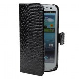 Etui en Cuir PU Style Peau de Crocodile pour Samsung Galaxy S3 i9300 - Noir