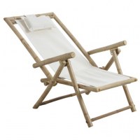 6 chaises pliantes relax bambou & toile 100% coton !