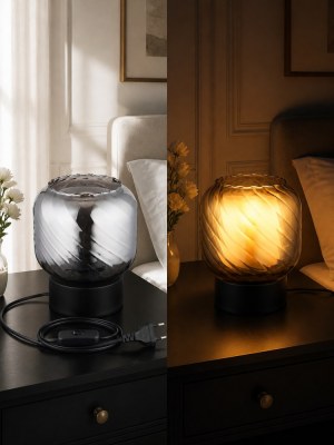 Lampes de table en verre fumé double couche – stock France – MD0926-01