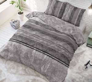 "Melila" gris Set 2/3 pcs Parure de Lit Coton Mélangé Housse de Couette+Taie d'Oreiller