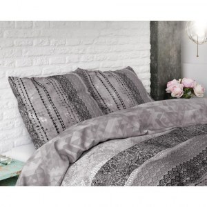 "Melila" gris Set 2/3 pcs Parure de Lit Coton Mélangé Housse de Couette+Taie d'Oreiller