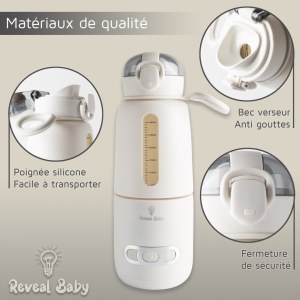 Chauffe Biberon Nomade Avec Chargeur Complet – Température Réglable 37-55°C – Rapide ...