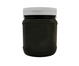 Pots ronds PET Noir 1L col clipbale + couvercle Blanc