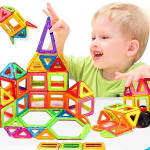 Ensemble de Construction Magnétique - Jeu de Construction Éducatif 3D pour Enfants -56...