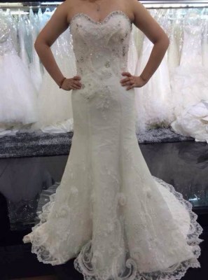 Fabricant magnifique robes de marieé en crêpe, dentelle et perles