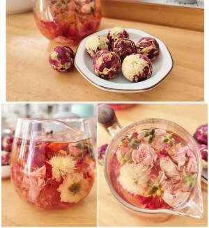 Boules de fleurs et thé artisanales pour tisane