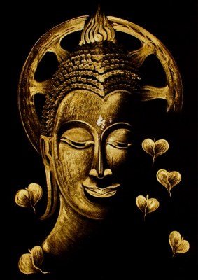 Lot de 23 toiles Bouddha artisanales – Or Pur – 100×70 cm – Neuves