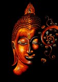 Lot de 13 toiles Bouddha artisanales – Orange & Or – 100×70 cm – Neuves