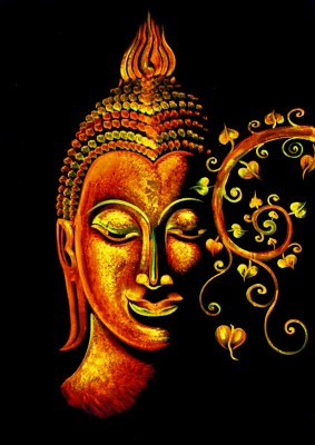 Lot de 24 toiles Bouddha artisanales – Orange & Jaune – 100×70 cm – Neuves