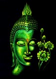 Lot de 19 toiles Bouddha artisanales – Vert & Jaune – 100×70 cm – Neuves