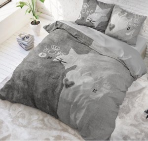 "Monsieur & Madame" Set 2/3 pcs Parure de Lit 100% Coton Housse de Couette+Taie d'Oreil...