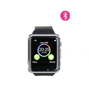 Montre connectee bluetooth ou carte sim-Argenté Noir