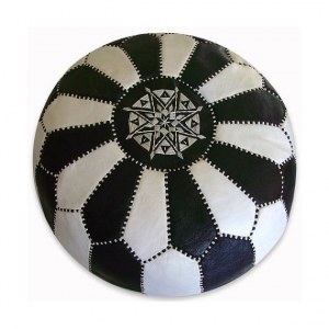 Moroccan pouf leather luxury ottomans footstools white