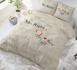 "Mr&Mrs Always" Set 2/3 pcs Parure de Lit 100% Coton Housse de Couette+Taie d'Oreiller...