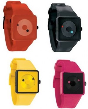 Montre type Newton- Bleu, jaune, orange