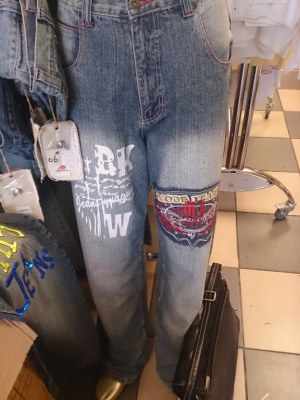 Jeans baggy homme rapiécé