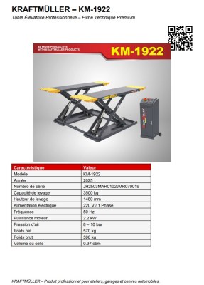 PONT ELEVATEUR ELECTRIQUE 3500KG KM-1922