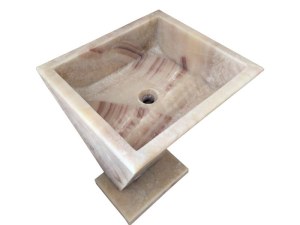 Onyx Miel Piédestal Vasque 50x45 cm