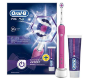 Oral B Brosse à dents Pro 750 avec son dentifrice de 75ml rose et blanc