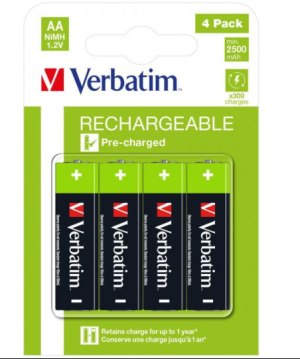Verbatim Akku NiMH, Mignon, AA, HR06, 1.2V/2500mAh - Blister (4 piles )