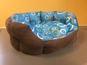 Panier chat / petit chien bleu et marron