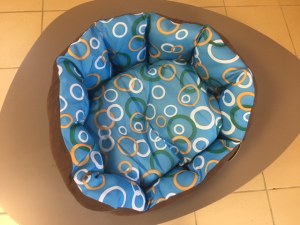 Panier chat / petit chien bleu et marron