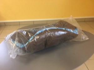 Panier chat / petit chien bleu et marron