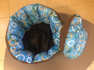 Panier chat / petit chien bleu et marron