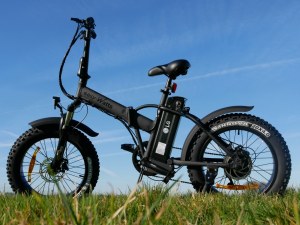 Velo fat bike éléctrique pliant e-Nomad 50 km d'autonomie - Noir et Orange -