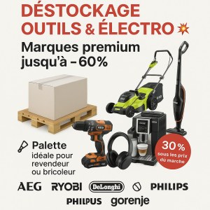 DESTOCKAGE GROSSISTE – Palette PREMIUM Marques (Philips, AEG, DeLonghi, Blaupunkt...)...
