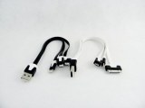 Câble plat iPhone 4 et 5 iPad micro USB 3 en 1 multi couleurs longueur 22 cm