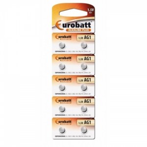 Pack de 10 piles Eurobatt Alkaline AG1,LR621,LR60,164,SR621W,GP64A,364 avec 0% Mercure
