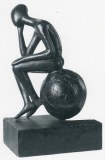 Statuette En Bronze (Penseur Sur Globe) Originaire Du Burkina Faso